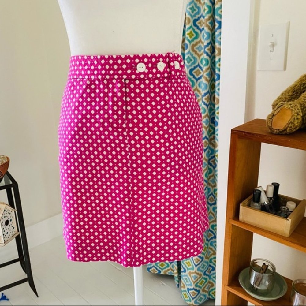 J. Crew Pink & White Polka Dot Mini Skirt (size 4)